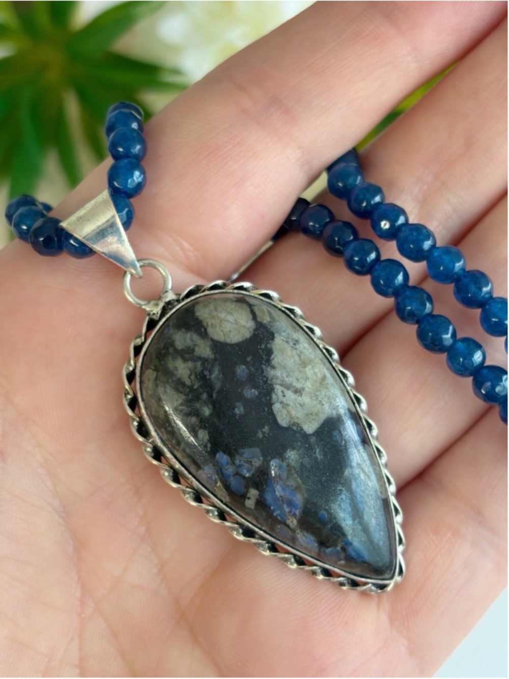 Que Sera Gemstone Pendant Blue Kyanite Necklace Sterling Silver 925 Overlay